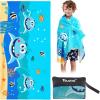 imageTouchat Beach Towel for Kids Super Absorbent Quick Dry Cotton Beach Towel 24x 48 300GSM Thick Soft Sand Free Cute Shark Beach Pool Swim Bath Travel Picnic Camping Towel for Boys Girls