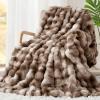 imageTouchat Luxury 1000GSM Faux Rabbit Fur Throw Blanket Super Heavy Warm Cozy Grey Blankets for Couch Bed Sofa Ruched Plush Fuzzy Elegant Soft Reversible Mink Blanket for Living Room Bedroom BlueTiedye Brown