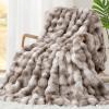 imageTouchat Luxury 1000GSM Faux Rabbit Fur Throw Blanket Super Heavy Warm Cozy Grey Blankets for Couch Bed Sofa Ruched Plush Fuzzy Elegant Soft Reversible Mink Blanket for Living Room Bedroom BlueTiedye Coffee
