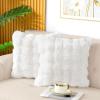 imageTouchat Pack of 2 Faux Fur Pillow Covers 18x18 Inch Decorative Throw Pillow Covers with Hidden Zipper Ultra Soft Couch Cushion Pillows Covers for SofaBedroom Wide Stripe PinkCream White