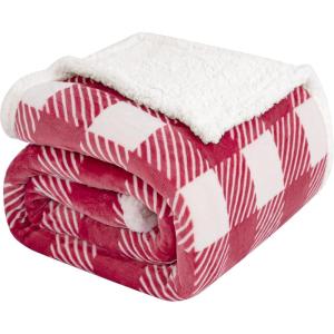 Touchat Sherpa Red and Black Buffalo Plaid Christmas Twin Blanket 60″ X 70″, Fuzzy Fluffy Soft Cozy Throw Blanket, Fleece Flannel Plush Microfiber Blanket for Couch Bed Sofa(Rustred)