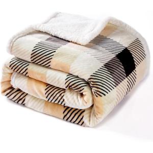 Touchat Sherpa Red and Black Buffalo Plaid Christmas Twin Blanket 60″ X 70″, Fuzzy Fluffy Soft Cozy Throw Blanket, Fleece Flannel Plush Microfiber Blanket for Couch Bed Sofa(Brown Color)