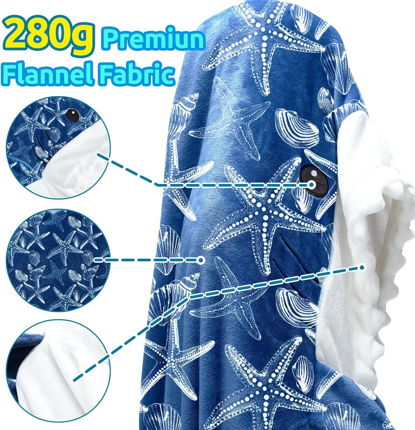 imageTouchat Shark Blanket Hoodie Onesie Wearable Blankets Hoodie Adult Warm Flannel Throw Blanket Tail Sleeping Bag Cartoon Costume Shark Onesie Funny Gifts for Adults PinkMBstarfish