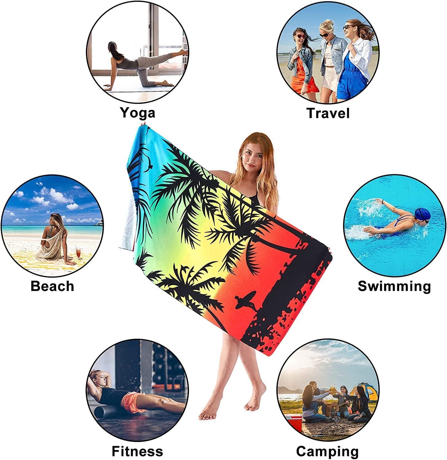 image:imageTouchat Beach Towel OversizedSuper Absorbent Sand Free Thick Microfiber Beach Towel Coconut and Orange 30x60Coconut and Orange
