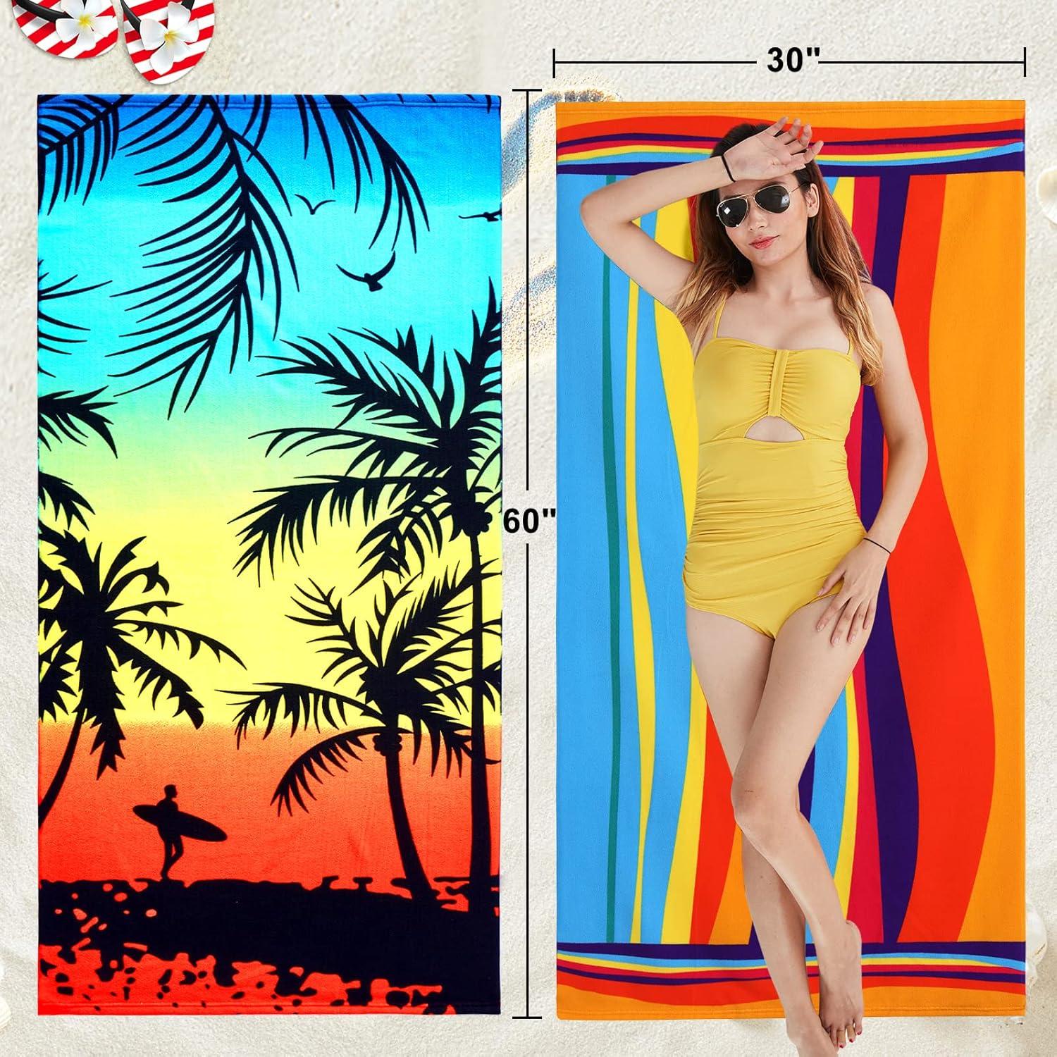 image:imageTouchat Beach Towel OversizedSuper Absorbent Sand Free Thick Microfiber Beach Towel Coconut and Orange 30x60Coconut and Orange