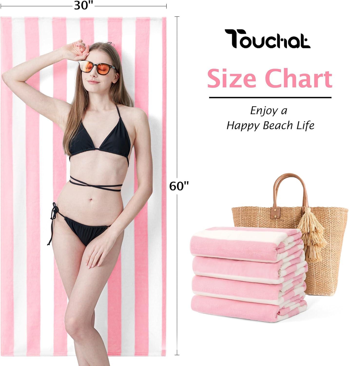 image:imageTouchat Beach Towel OversizedSuper Absorbent Sand Free Thick Microfiber Beach Towel Coconut and Orange 30x60Pink 2pack Blue 2pack