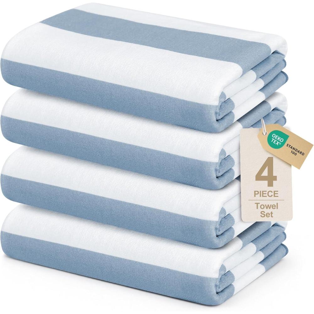 image:imageTouchat Beach Towel OversizedSuper Absorbent Sand Free Thick Microfiber Beach Towel Coconut and Orange 30x60Blue 4pack
