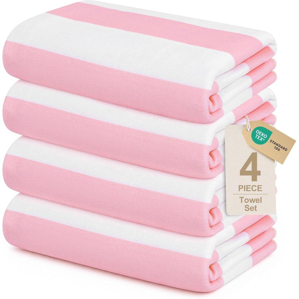 image:imageTouchat Beach Towel OversizedSuper Absorbent Sand Free Thick Microfiber Beach Towel Coconut and Orange 30x60Pink 4pack