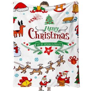 Christmas Couverture, Couverture pour Enfants,Couvertu de Noël en Flanelle, pour Canapé, Chambre à Coucher, Bureau Anniversaire Cadeau de Noël(A)