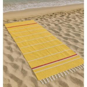 Serviette de Plage Riviera Grand 90x200cm, Serviette de Plage en Coton à Rayures/Fouta de Plage, Piscine, Sauna/Vert et Blau(Jaune et Rouge)