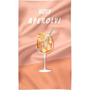 1 serviette de plage Holy Aperoly| 140×70 CM, cadeaux apéroly, serviette de plage, séchage rapide, serviette de bain orange avec cocktail Aperoly