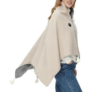 140 X 80cm Couverture Chauffante Usb Électrique Sans Fi, Plaid Poncho Chauffant Electrique, 3 Niveaux, Portable Pour Camping, Extérieur, Voiture, Bureau Lavable (Femmes/Hommes)(Beige)