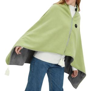 140 X 80cm Couverture Chauffante Usb Électrique Sans Fi, Plaid Poncho Chauffant Electrique, 3 Niveaux, Portable Pour Camping, Extérieur, Voiture, Bureau Lavable (Femmes/Hommes)(Vert)