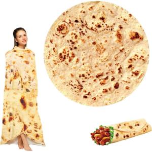 150 * 150 cm Couverture Tortilla en Flanelle, Tortilla Couverture Burrito Convient aux Enfants, à la Famille, aux Animaux de Compagnie, Cadeau, Douce et Confortable pour Garder au Chaud