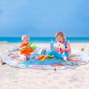 2 en 1 Pool pour Enfant Et Couverture, Pataugeoire Portable avec Sac De Transport, Piscine De Plage Portable pour Bébé, Couverture De Plage Et Piscines pour Enfant Flexibles