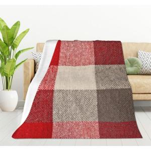 HGOD DESIGNS Couverture à motif ethnique du sud-ouest indien aztèque, jeté doux, chaud et léger pour femme, anniversaire, Noël, décoration d&rsquo;intérieur, salon, 130 x 150 cm(Rouge)